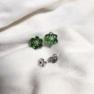 Green Chrome Diopside Rhodium Over Sterling Silver Earrings 1.41ctw